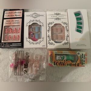 Assorted False Nail Sets and Glue
